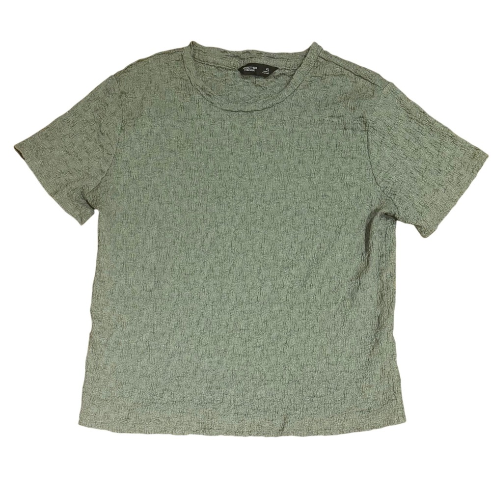 Simply Vera Vera Wang Sage Green Crinkle Texture Short Sleeve Top XL casual‎